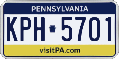PA license plate KPH5701
