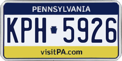 PA license plate KPH5926