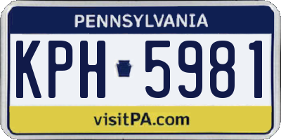 PA license plate KPH5981