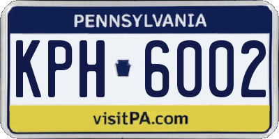 PA license plate KPH6002