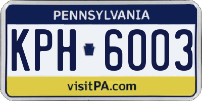 PA license plate KPH6003