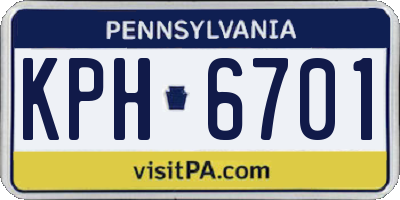 PA license plate KPH6701