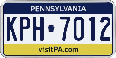 PA license plate KPH7012