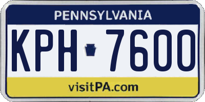 PA license plate KPH7600