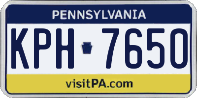 PA license plate KPH7650