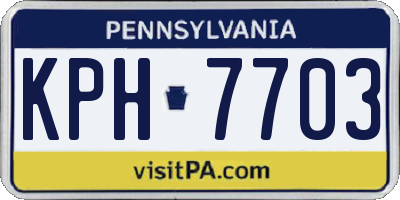 PA license plate KPH7703