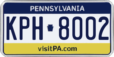 PA license plate KPH8002
