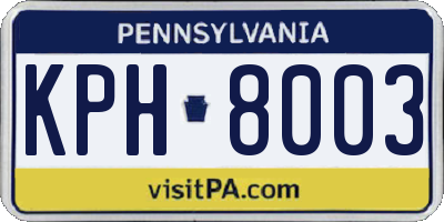 PA license plate KPH8003