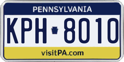 PA license plate KPH8010