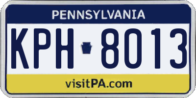 PA license plate KPH8013