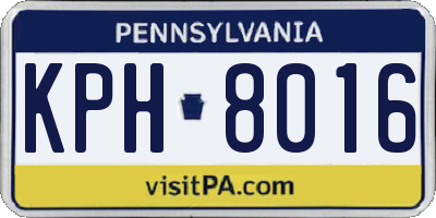 PA license plate KPH8016