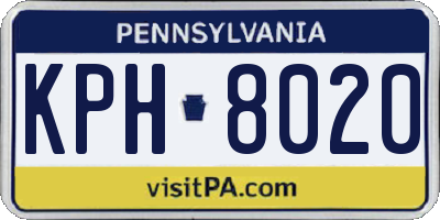 PA license plate KPH8020