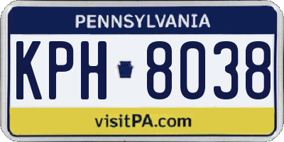 PA license plate KPH8038