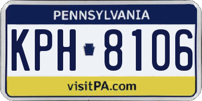 PA license plate KPH8106