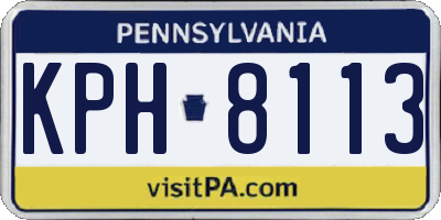 PA license plate KPH8113