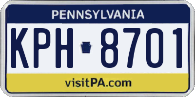 PA license plate KPH8701