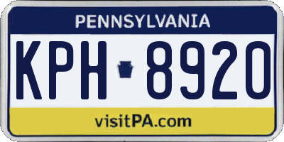 PA license plate KPH8920