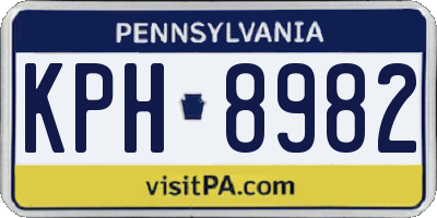 PA license plate KPH8982