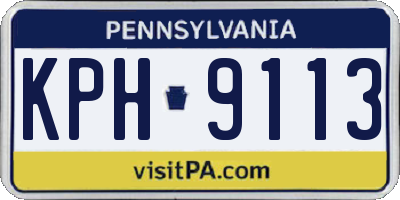PA license plate KPH9113