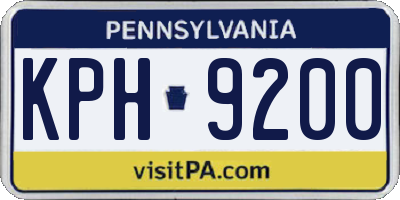 PA license plate KPH9200