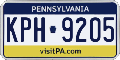 PA license plate KPH9205