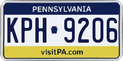 PA license plate KPH9206