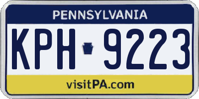 PA license plate KPH9223