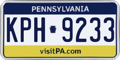 PA license plate KPH9233