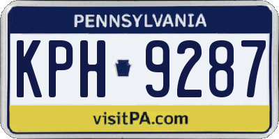 PA license plate KPH9287