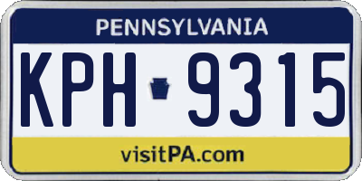 PA license plate KPH9315