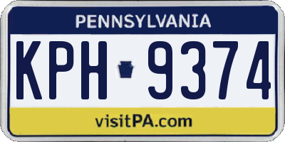 PA license plate KPH9374