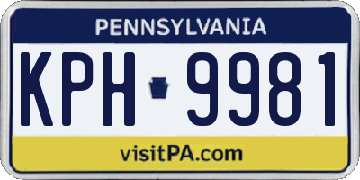 PA license plate KPH9981