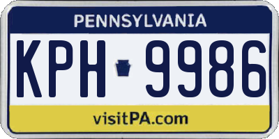 PA license plate KPH9986