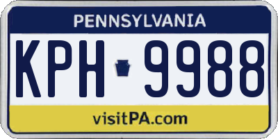 PA license plate KPH9988
