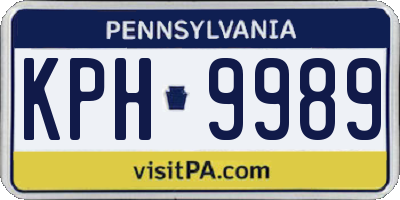 PA license plate KPH9989