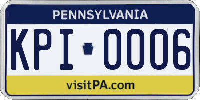 PA license plate KPI0006