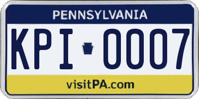 PA license plate KPI0007