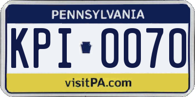 PA license plate KPI0070