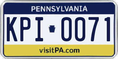 PA license plate KPI0071
