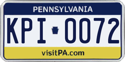 PA license plate KPI0072