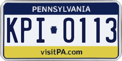 PA license plate KPI0113