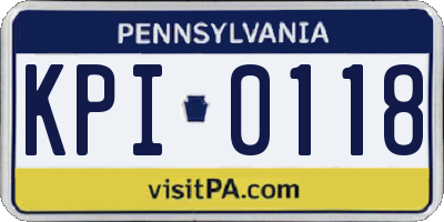 PA license plate KPI0118