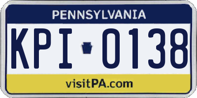 PA license plate KPI0138