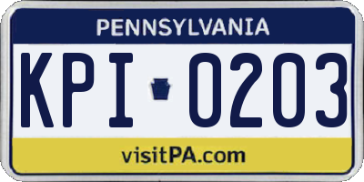 PA license plate KPI0203
