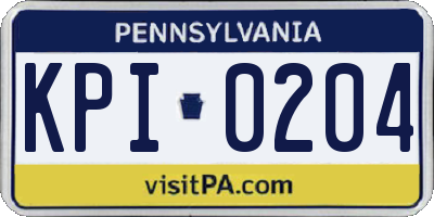 PA license plate KPI0204