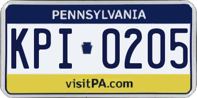 PA license plate KPI0205