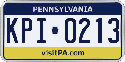 PA license plate KPI0213