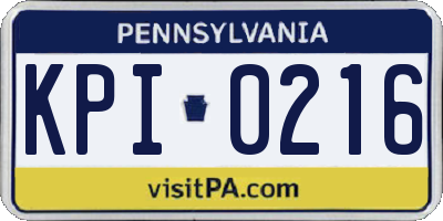 PA license plate KPI0216