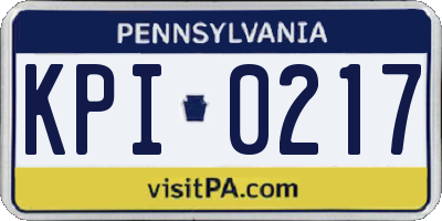 PA license plate KPI0217