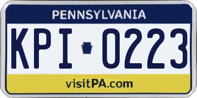 PA license plate KPI0223